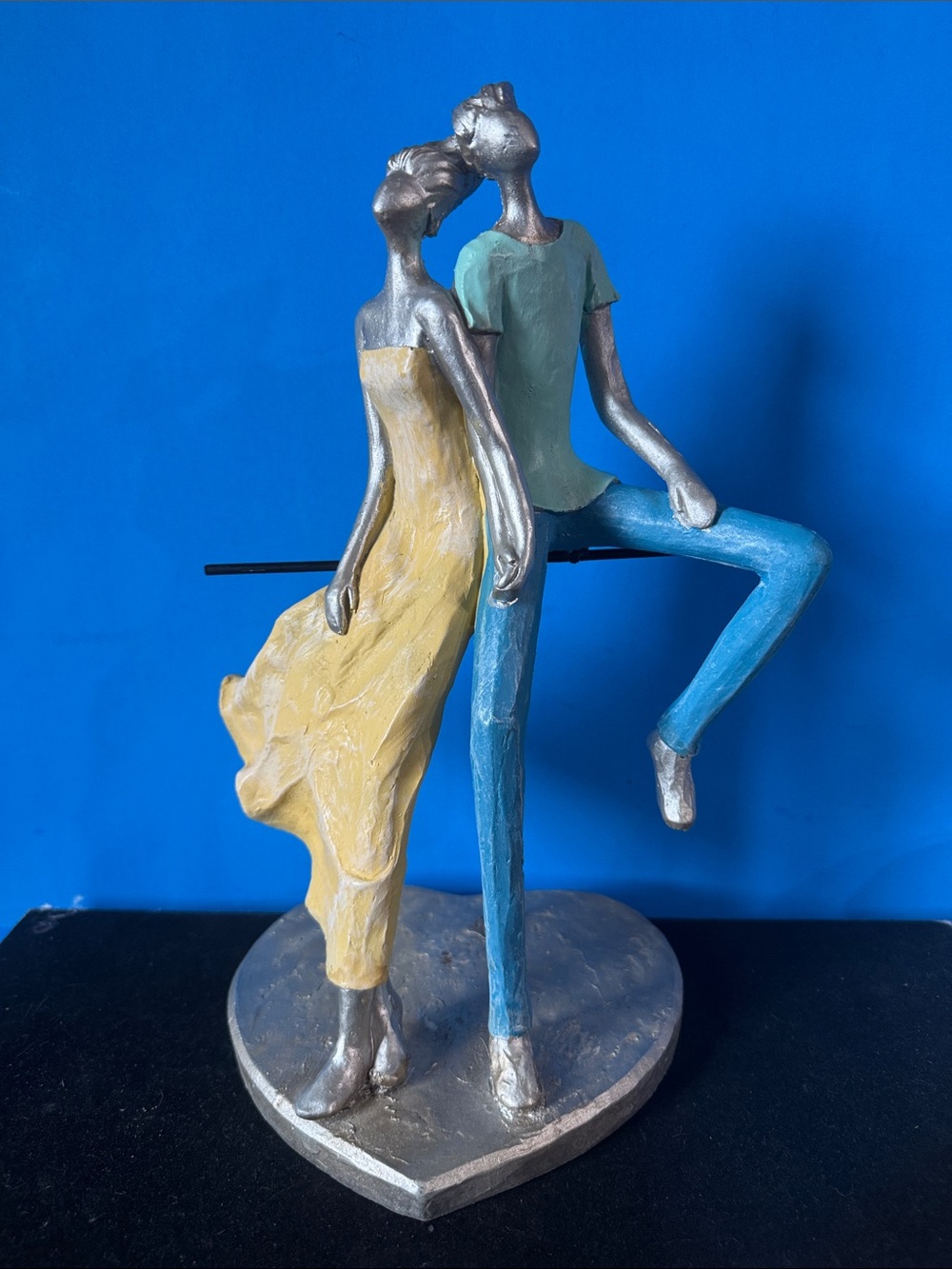 Contemporary Couple Sculpture in Yellow & Blue